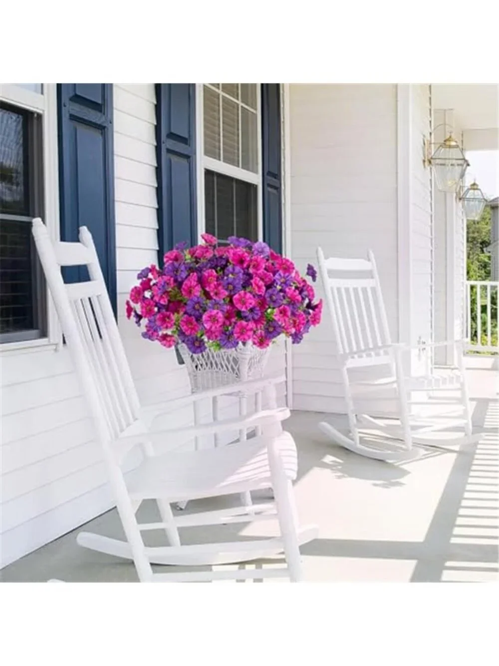 Artificial Morning Glory Flowers Faux Outdoor Plants Purple Floral Decor Set